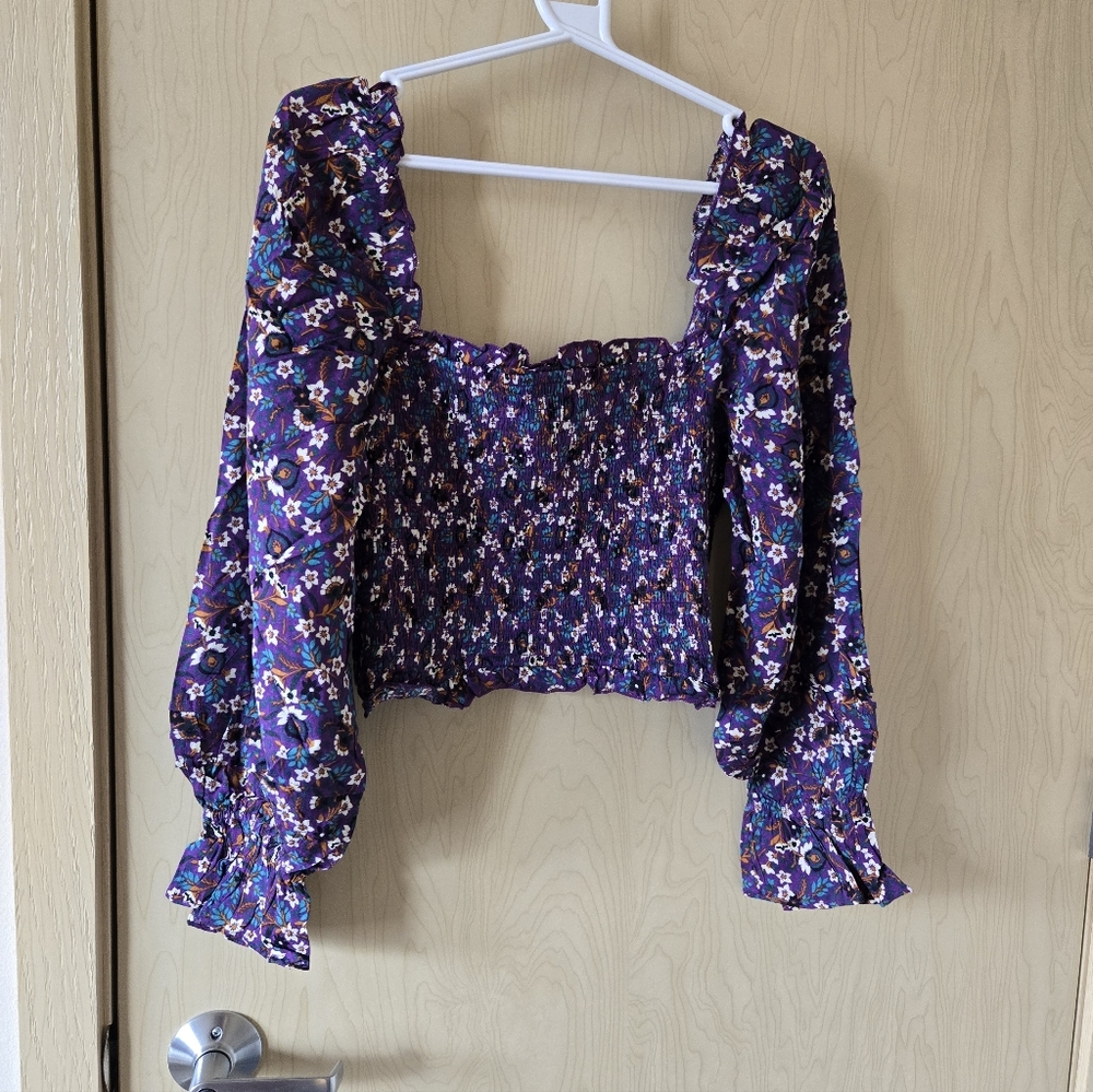 NWT Band Of The Free Purple Floral Crop Top (M)